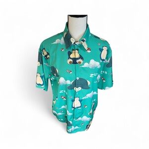 Pokemon Teal Button Down Shirt